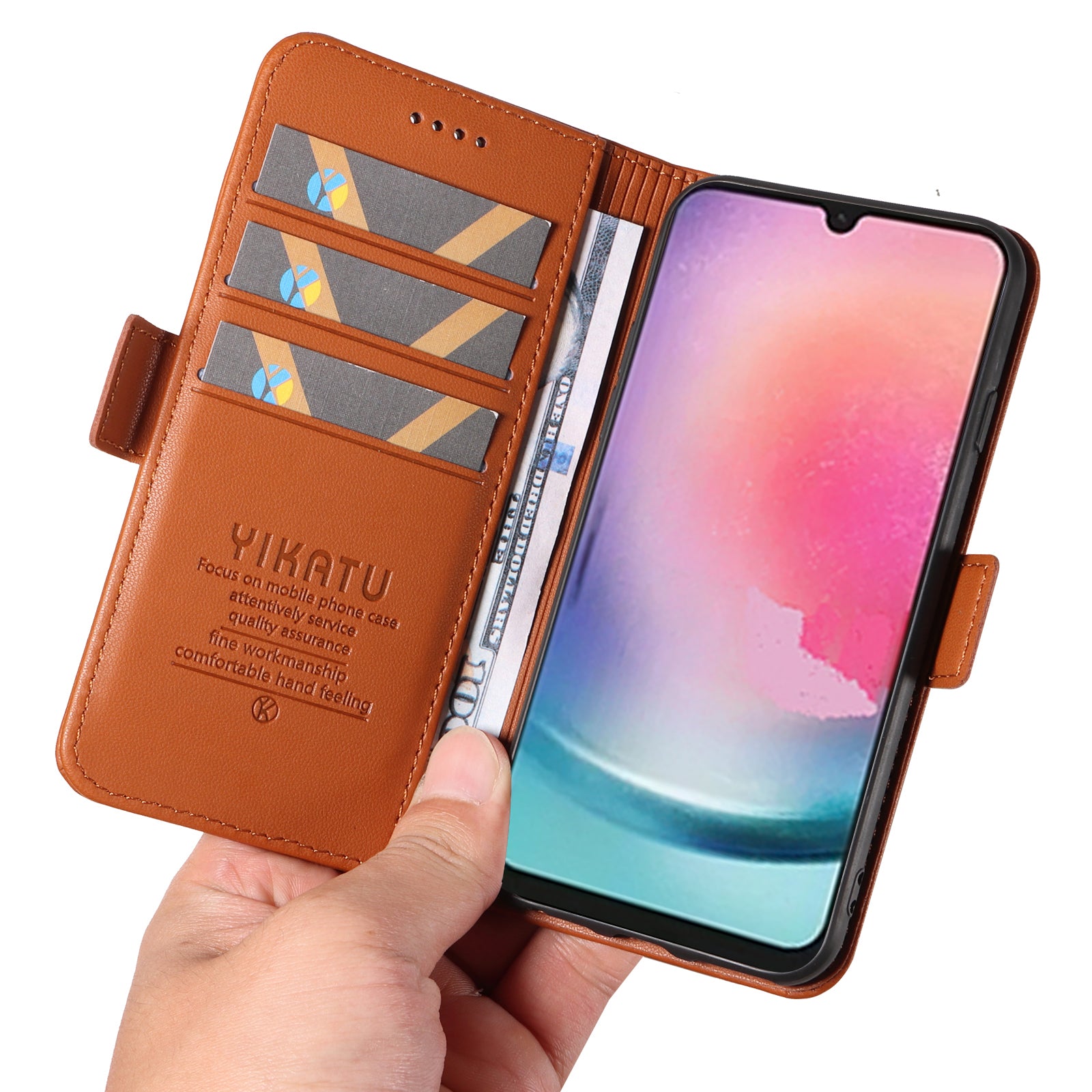 Nárazuvzdorné pouzdro YIKATU YK-003 pro Samsung Galaxy A24 4G PU kožené flipové pouzdro na peněženku Nárazuvzdorné pouzdro YIKATU YK-003 pro Samsung Galaxy A24 4G PU kožené flipové pouzdro na peněženku